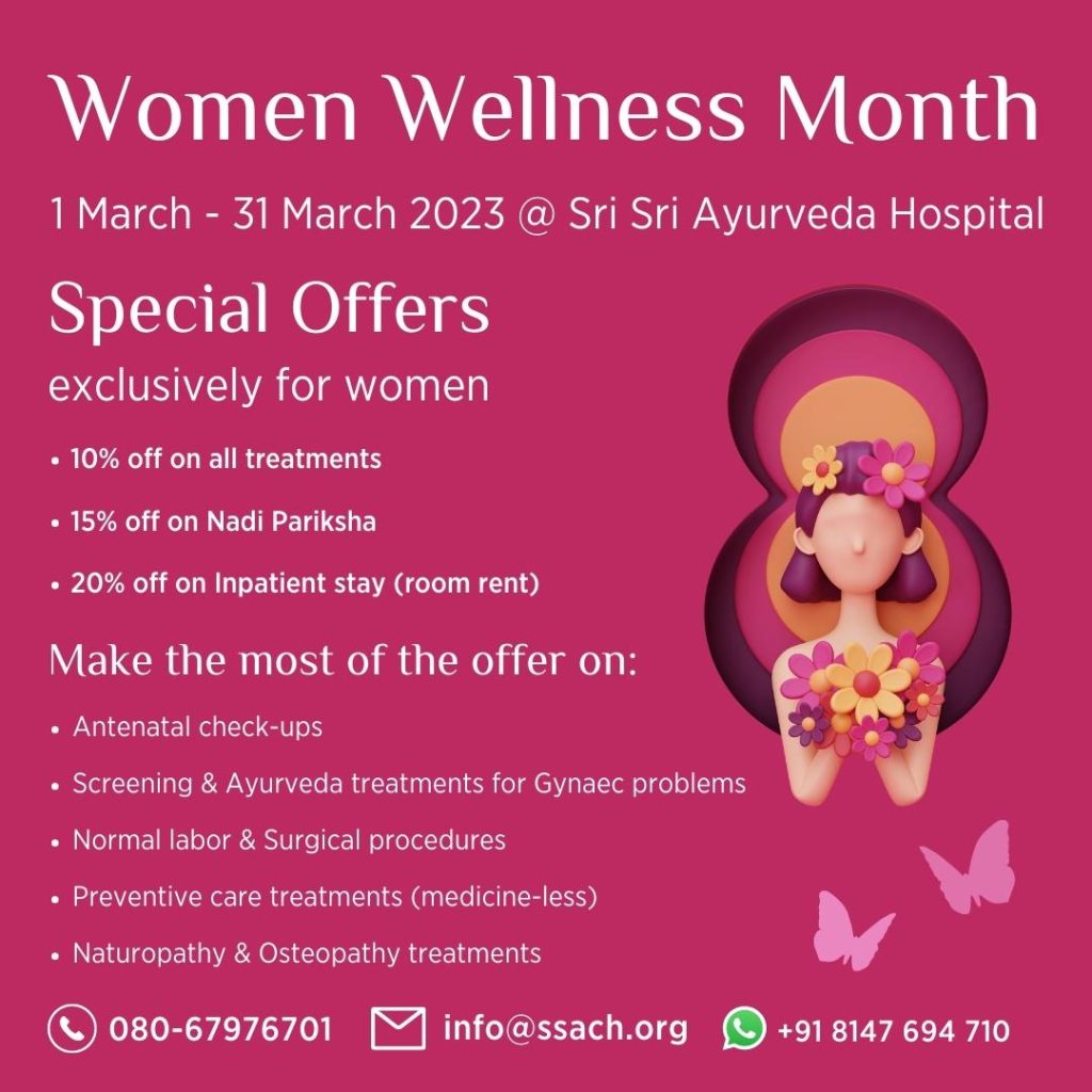 ayurveda treatment for women, women wellness, sri sri ayurveda hospital